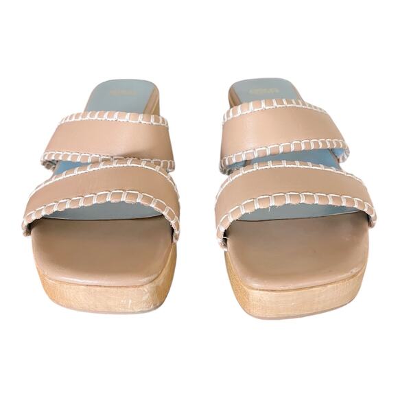 FRANCES VALENTINE Leather Sandals Clogs Wooden Soles Platform Slides Italy 9 EUC - Picture 5 of 13